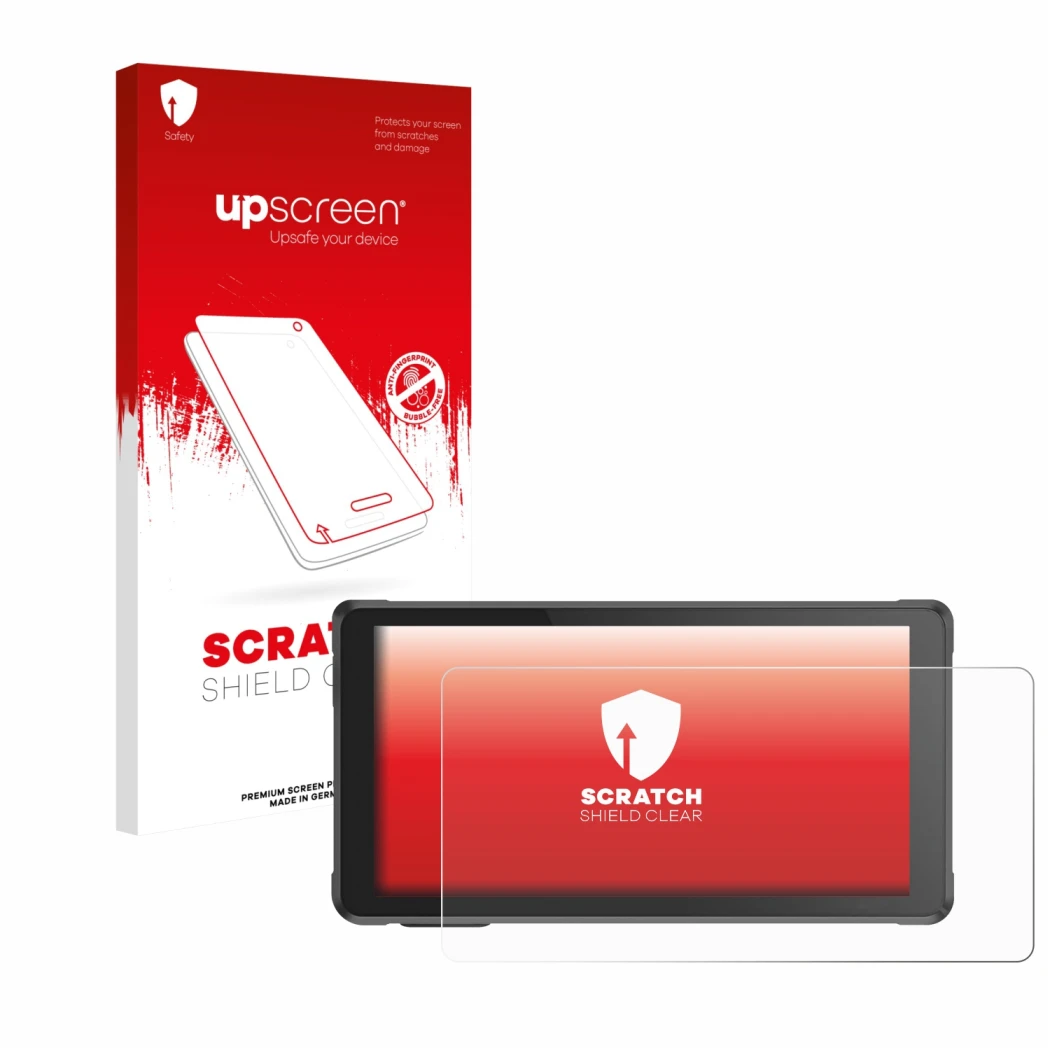 Vorderseite einer Produktverpackung mit dem Markenlogo upscreen. Daneben ist das Gerät Interphone RideSync mit dem zugehörigen