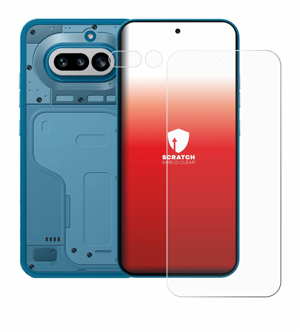 Abbildung des Geräts Nothing Phone (4a) (Display+Kamera) mit einer Vielzahl des Displayschutzes.