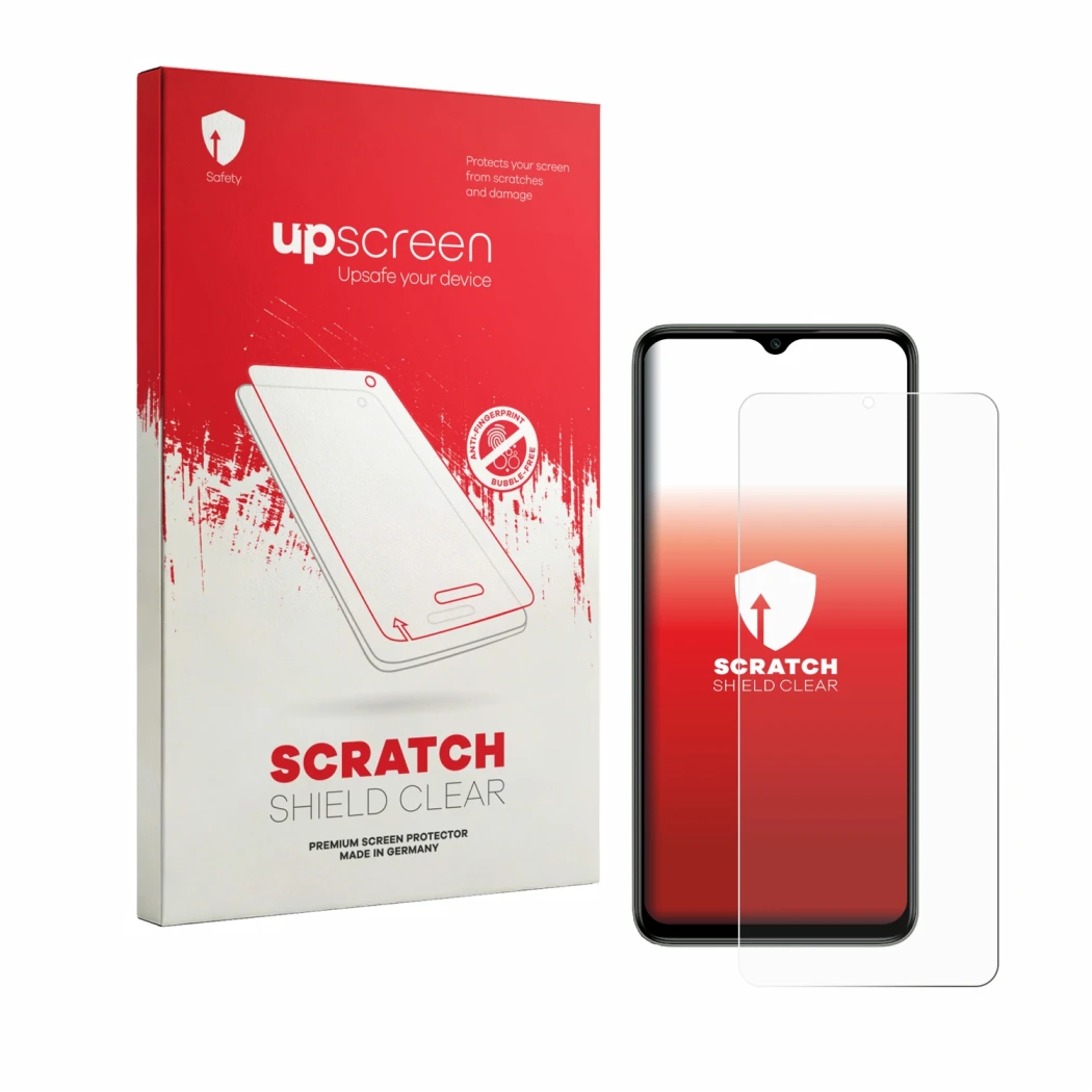 Vorderseite einer Produktverpackung mit dem Markenlogo upscreen. Daneben ist das Gerät Itel Zeno 100 mit dem zugehörigen Displ