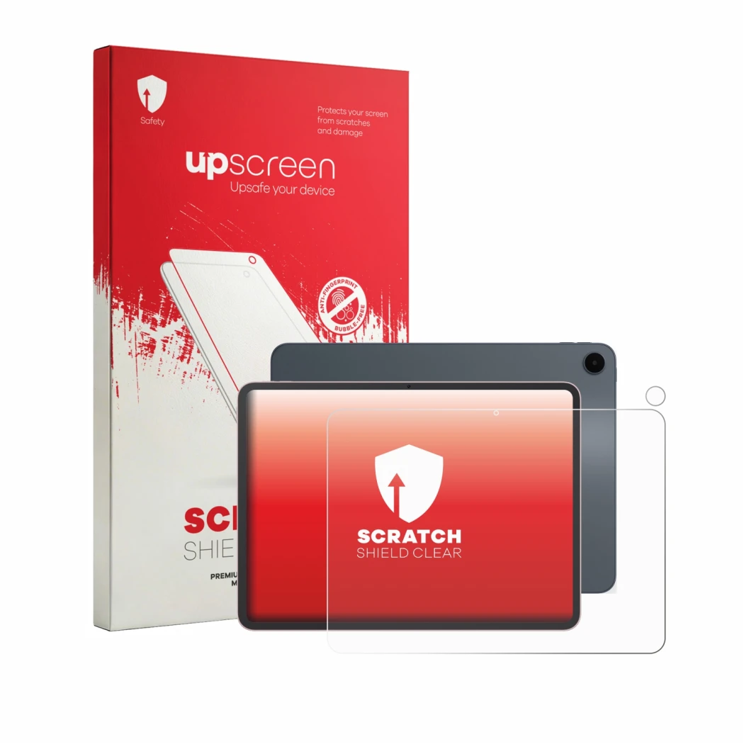 Vorderseite einer Produktverpackung mit dem Markenlogo upscreen. Daneben ist das Gerät Oppo Pad 5 (Display+Kamera) mit dem zug