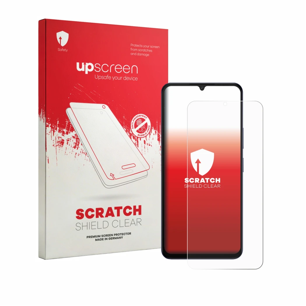 Vorderseite einer Produktverpackung mit dem Markenlogo upscreen. Daneben ist das Gerät Itel Zeno 200 mit dem zugehörigen Displ