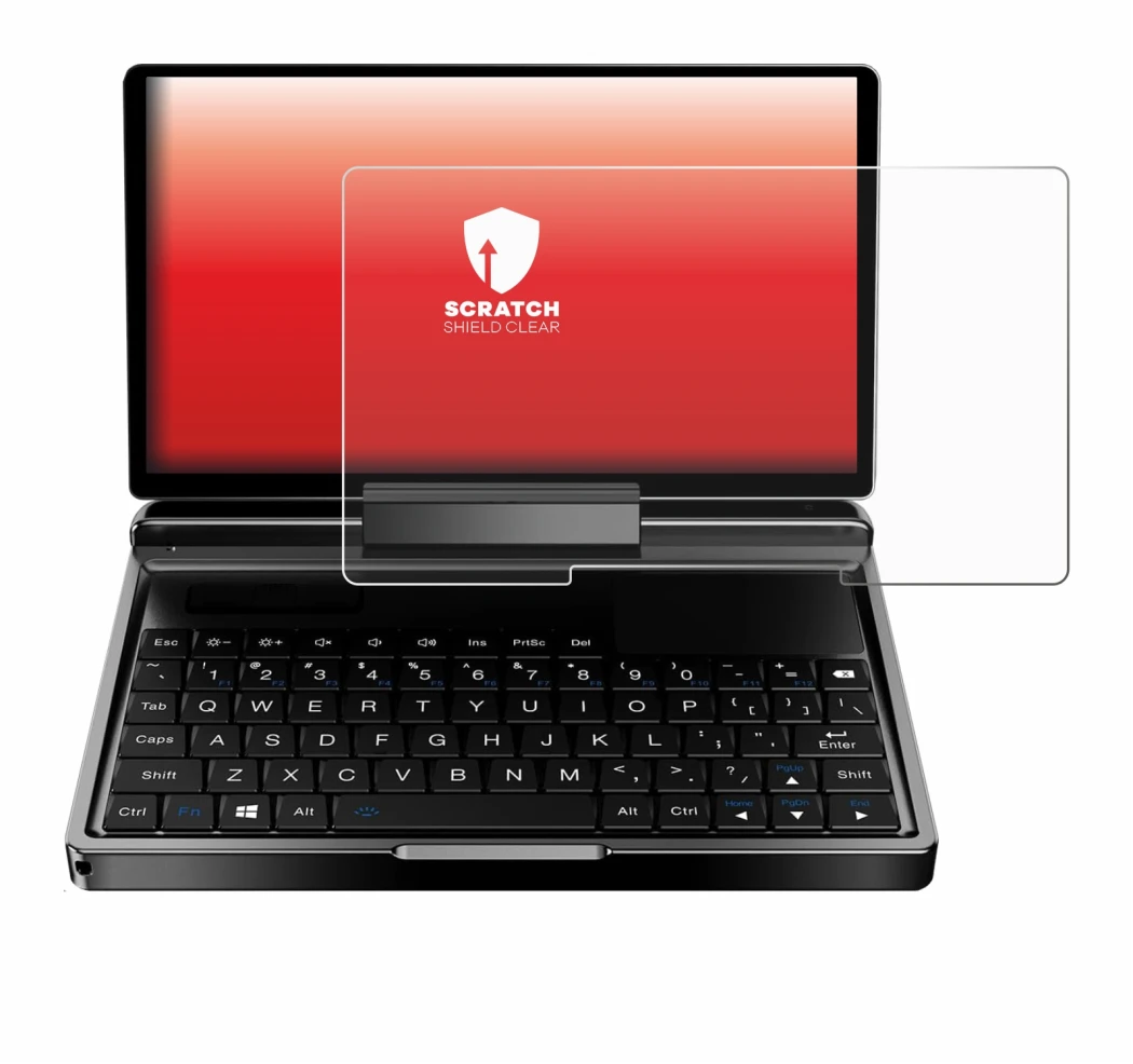 Abbildung des Geräts GPD MicroPC 2 mit einer Vielzahl des Displayschutzes.