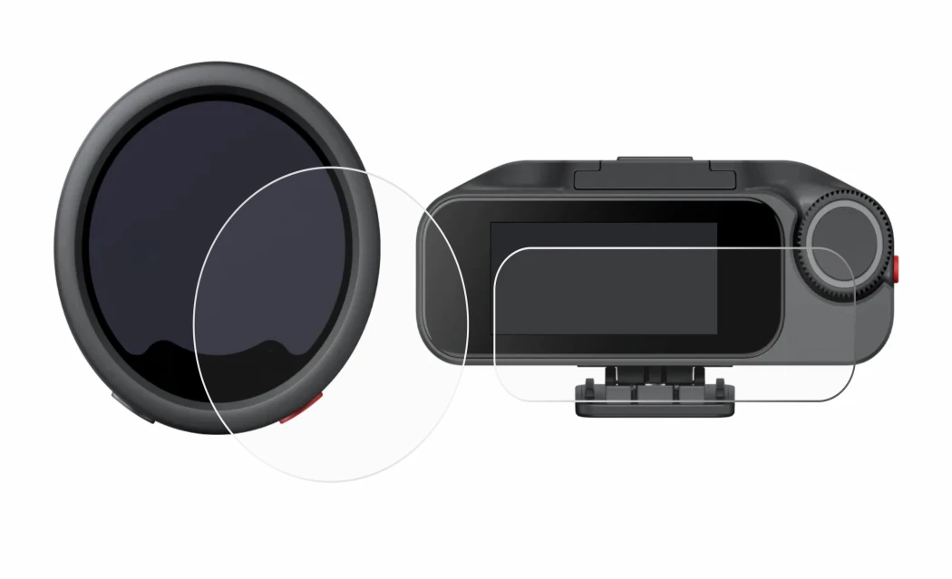 Abbildung des Geräts Insta360 Mic Pro TX + RX mit einer Vielzahl des Displayschutzes.