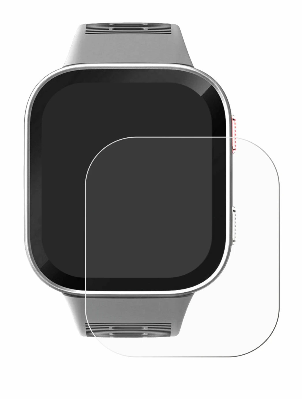 Abbildung des Geräts Amazfit Bip Max mit einer Vielzahl des Displayschutzes.