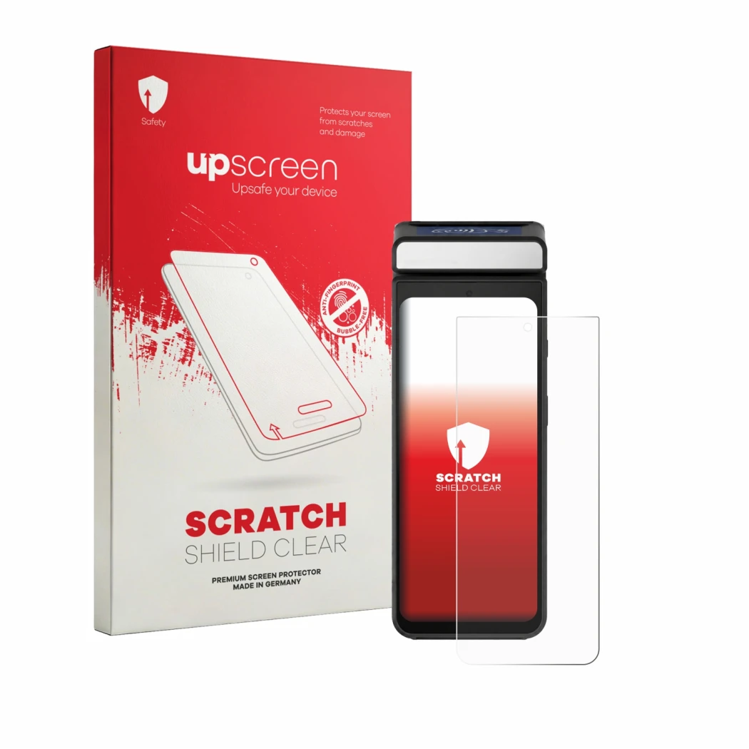 Vorderseite einer Produktverpackung mit dem Markenlogo upscreen. Daneben ist das Gerät Ciontek CS50S mit dem zugehörigen Displ