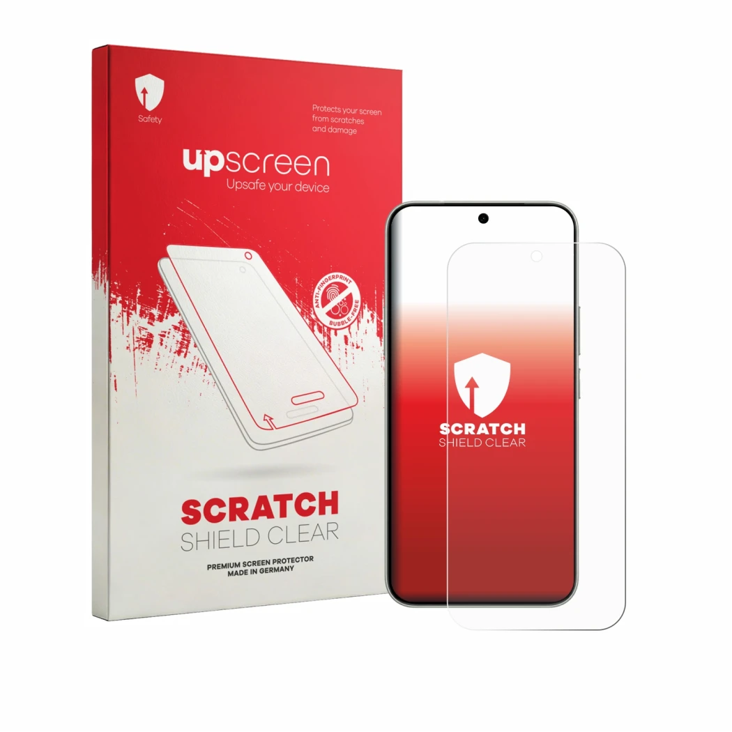 Vorderseite einer Produktverpackung mit dem Markenlogo upscreen. Daneben ist das Gerät Vivo S60 mit dem zugehörigen Displaysch