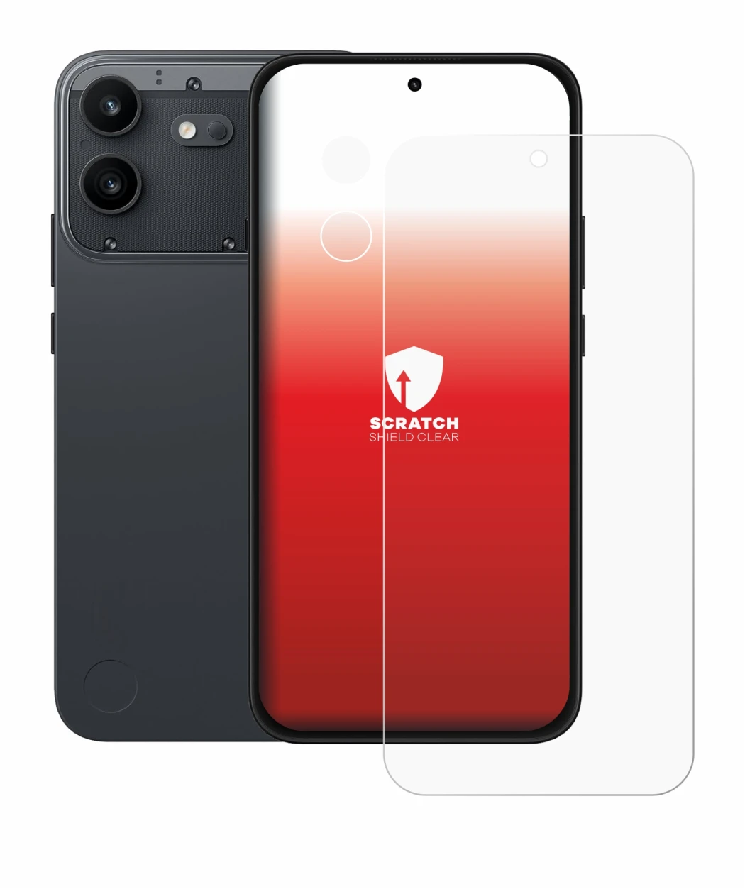 Abbildung des Geräts Nothing Phone (4b) (Display+Kamera) mit einer Vielzahl des Displayschutzes.