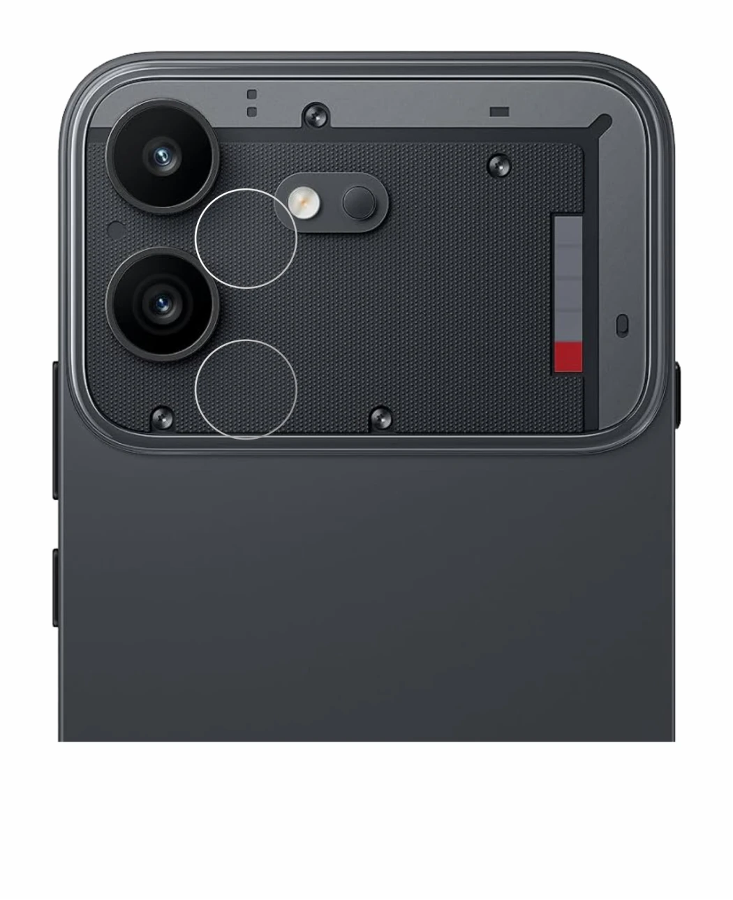 Abbildung des Geräts Nothing Phone (4b) (NUR Kameraschutz) mit einer Vielzahl des Displayschutzes.