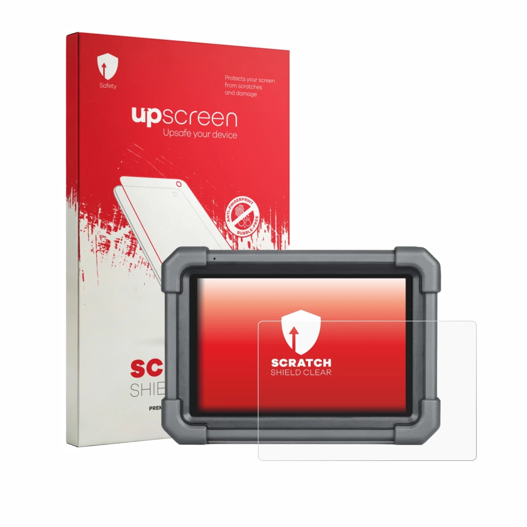 Vorderseite einer Produktverpackung mit dem Markenlogo upscreen. Daneben ist das Gerät Launch X-431 Pro TT mit dem zugehörigen