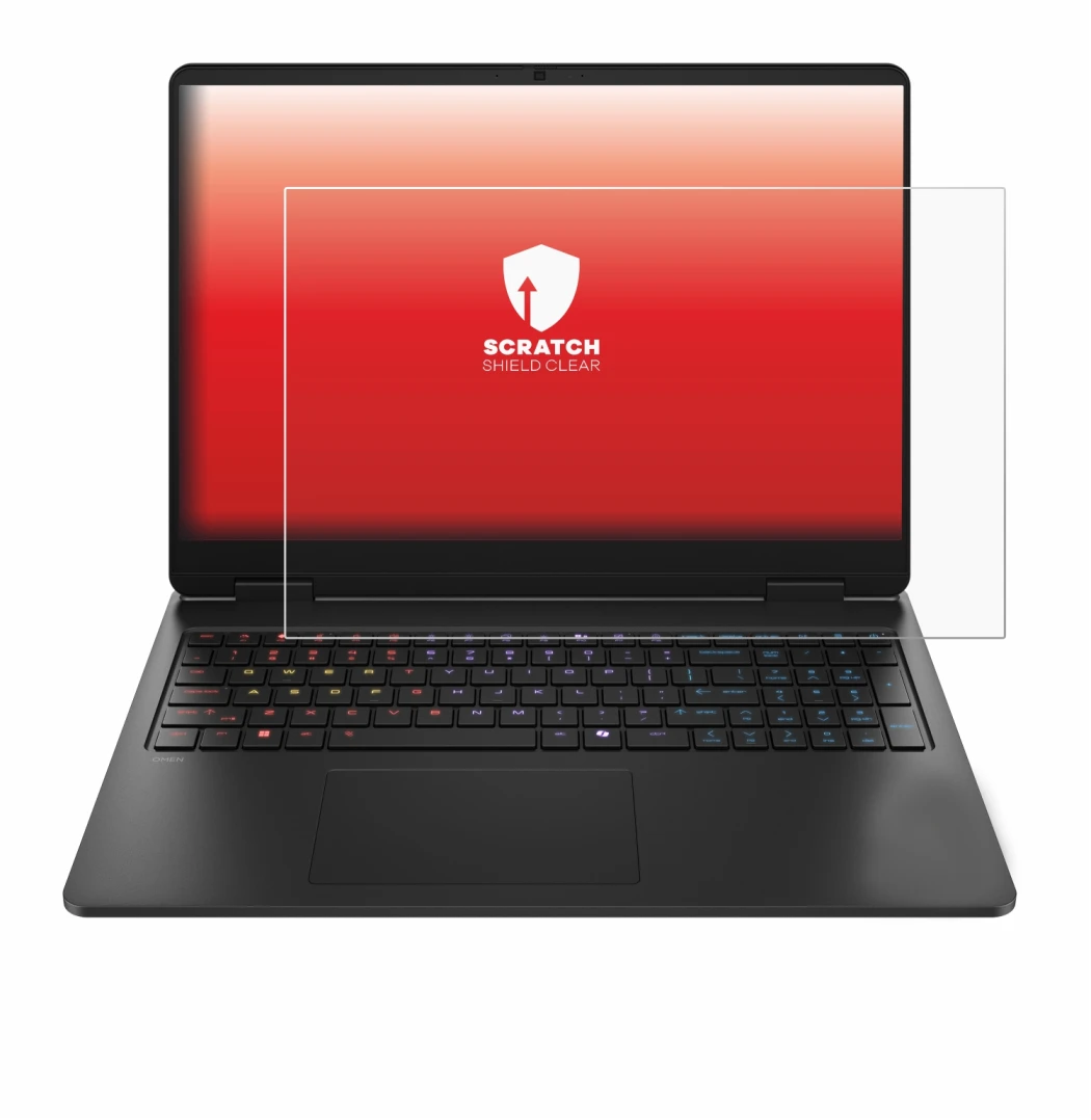 Abbildung des Geräts HP HyperX Omen 16 mit einer Vielzahl des Displayschutzes.