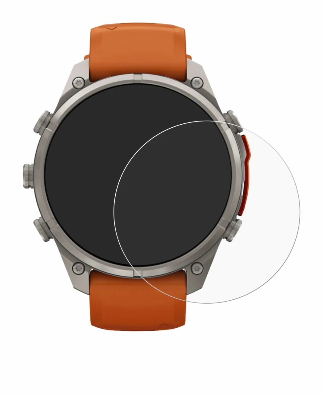 Abbildung des Geräts Garmin Fenix 9 Pro (47 mm) mit einer Vielzahl des Displayschutzes.