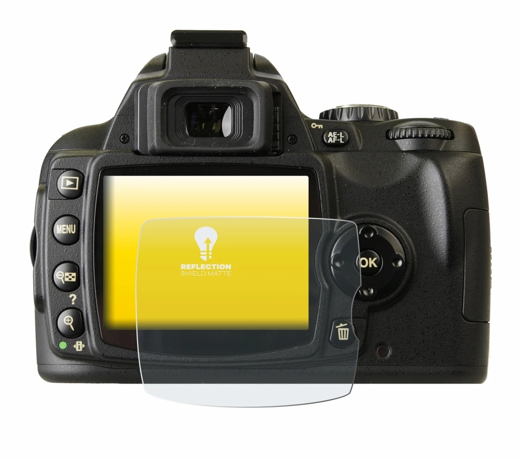 Abbildung des Geräts Nikon D40x mit einer Vielzahl des Displayschutzes.