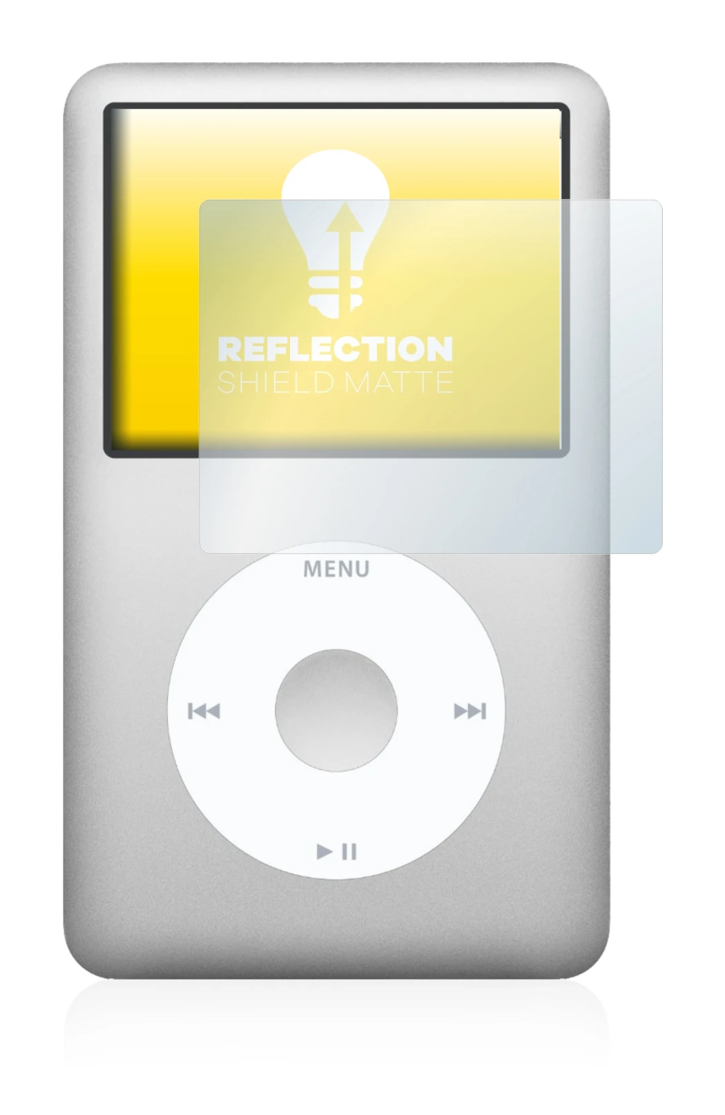 Abbildung des Geräts Apple iPod Classic (6. Gen.) mit einer Vielzahl des Displayschutzes.