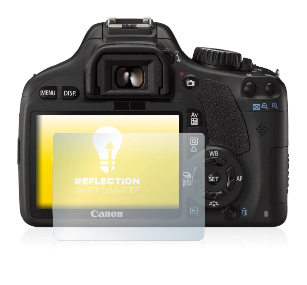 Abbildung des Geräts Canon EOS 550D mit einer Vielzahl des Displayschutzes.