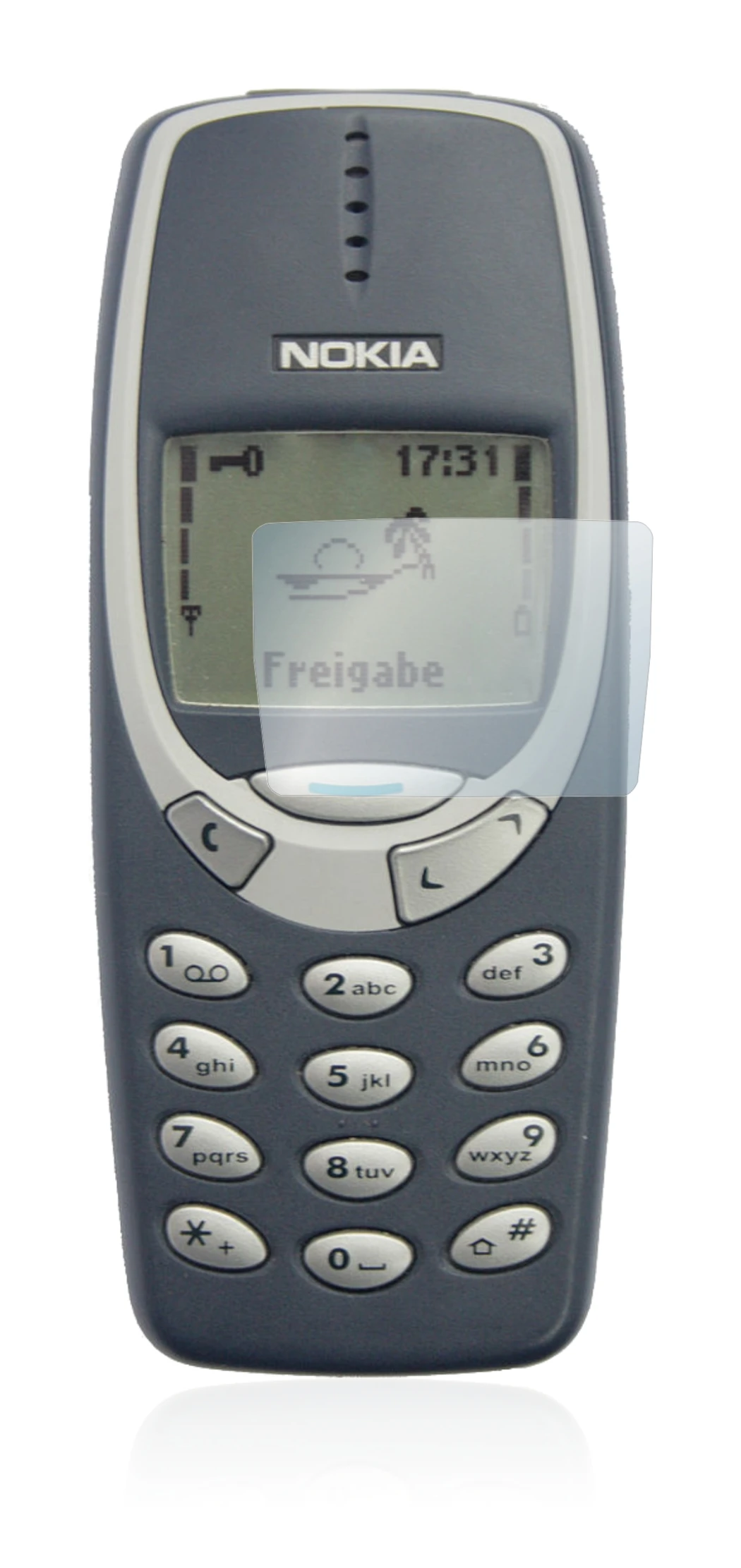 Abbildung des Geräts Nokia 3310 2011 mit einer Vielzahl des Displayschutzes.