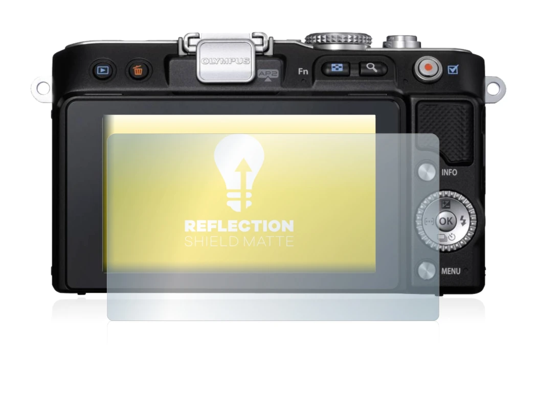 Abbildung des Geräts Olympus PEN E-PL3 mit einer Vielzahl des Displayschutzes.