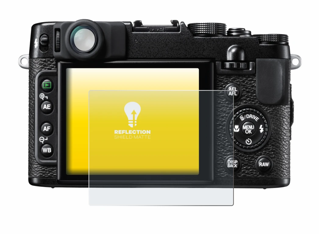 Abbildung des Geräts Fujifilm FinePix X10 mit einer Vielzahl des Displayschutzes.
