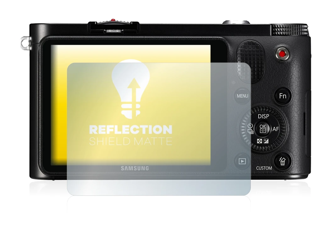 Abbildung des Geräts Samsung NX1000 mit einer Vielzahl des Displayschutzes.
