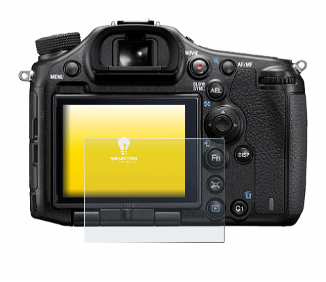 Abbildung des Geräts Sony Alpha 99 mit einer Vielzahl des Displayschutzes.