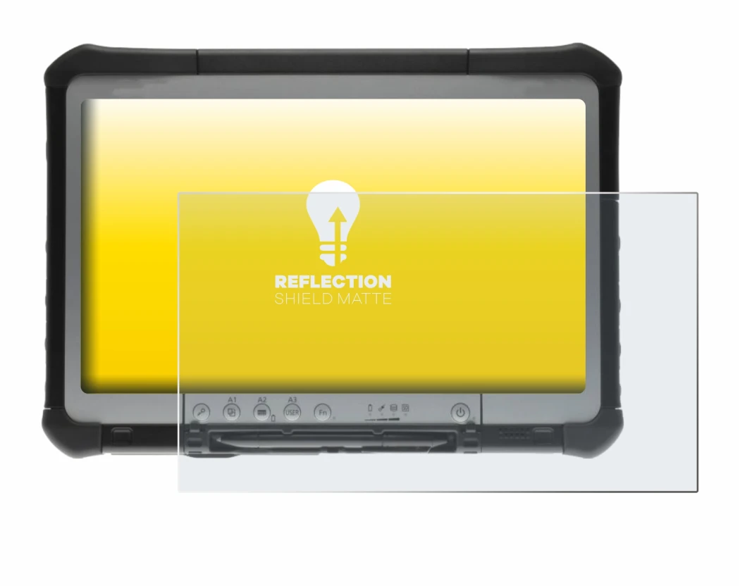 Abbildung des Geräts Panasonic Toughbook CF-D1 mit einer Vielzahl des Displayschutzes.