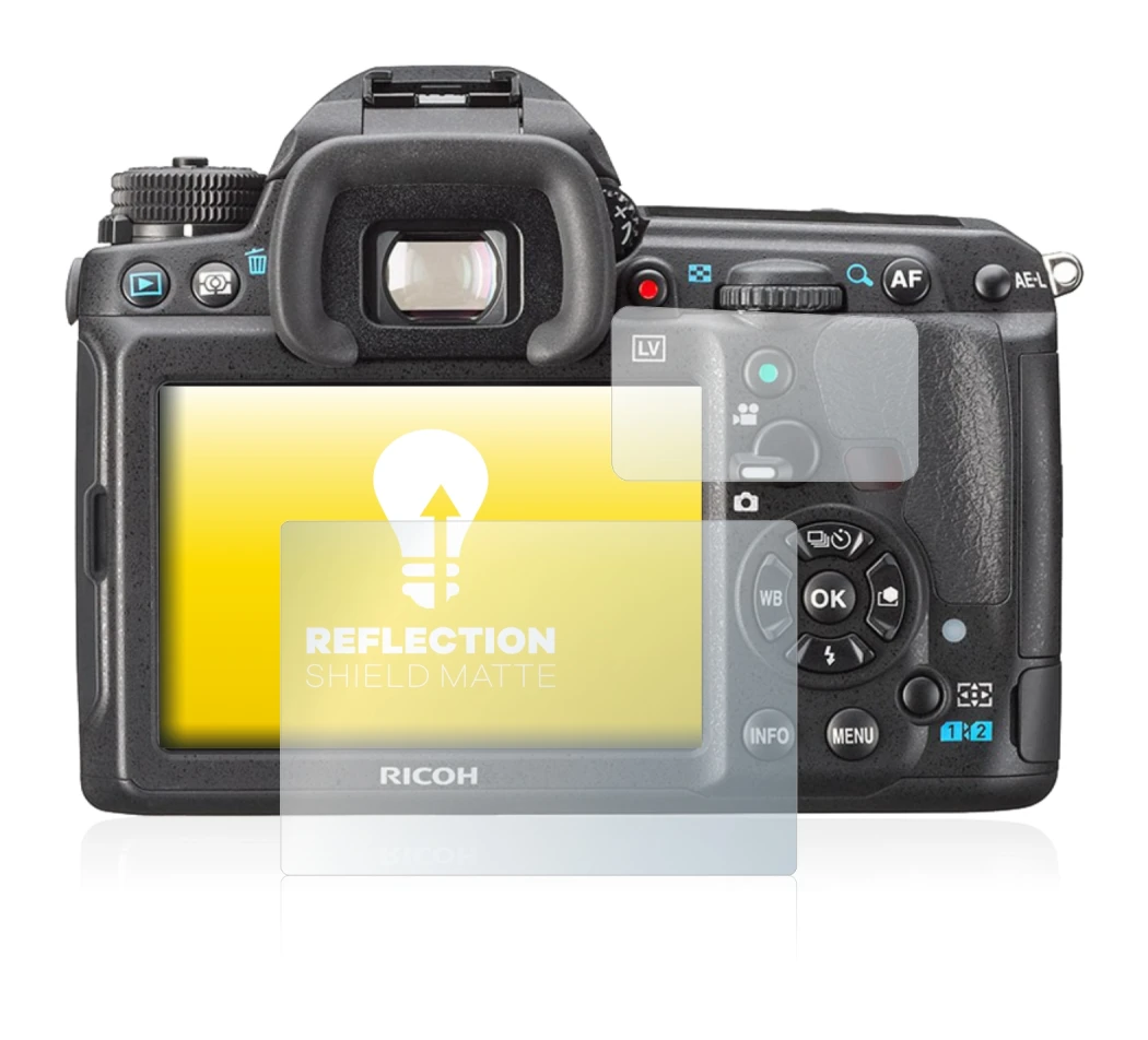 Abbildung des Geräts Pentax K3, K-3 mit einer Vielzahl des Displayschutzes.