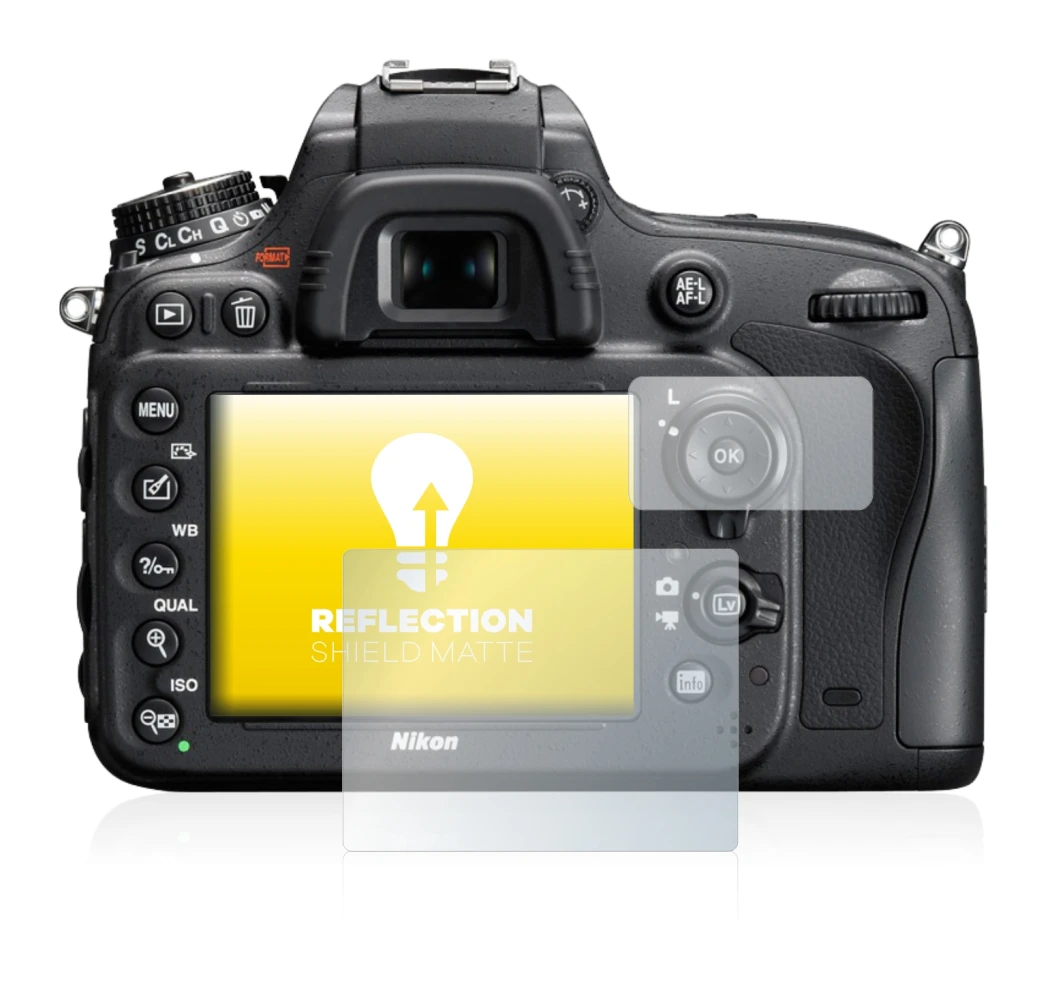 Abbildung des Geräts Nikon D610 mit einer Vielzahl des Displayschutzes.