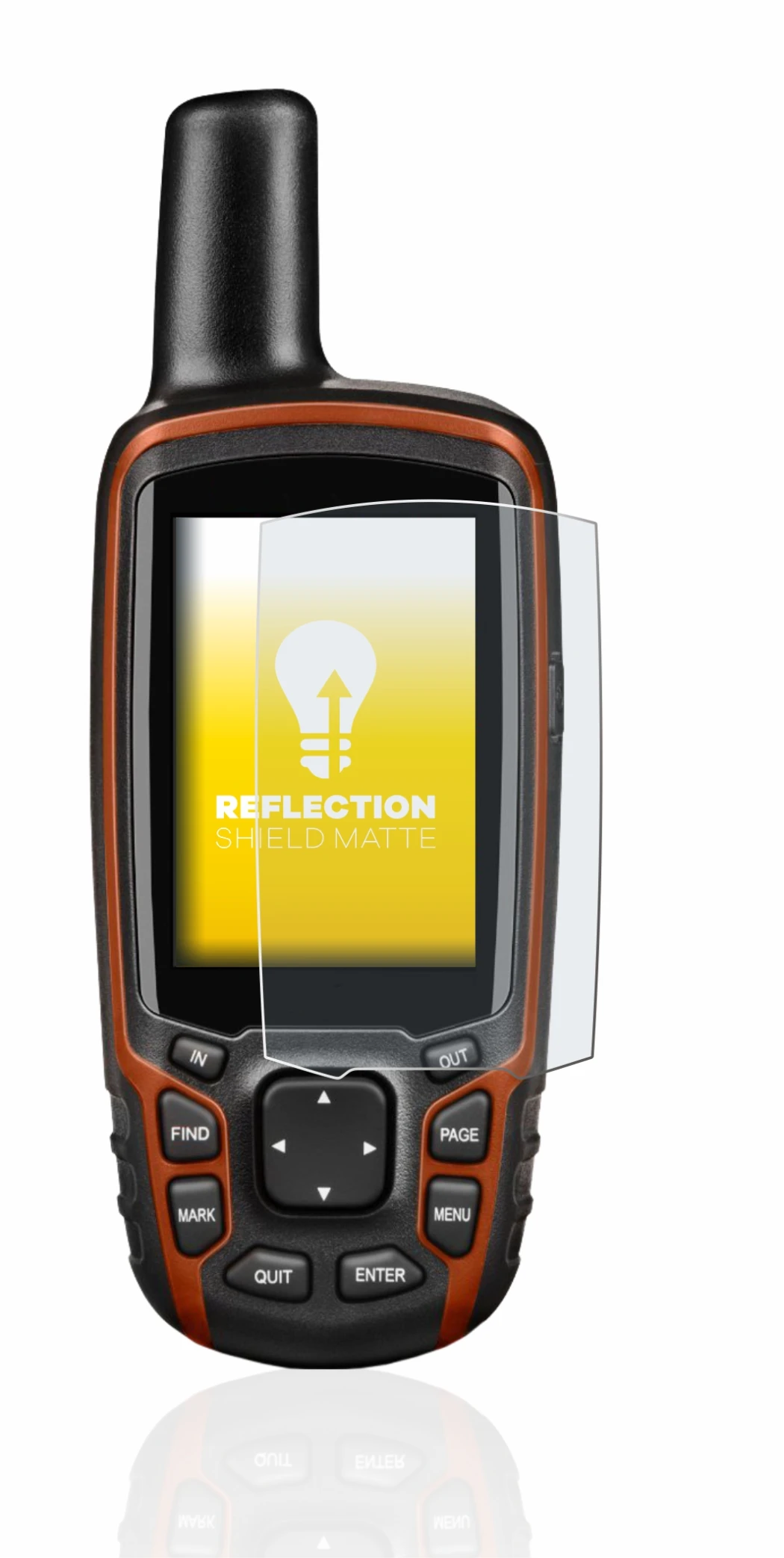 Abbildung des Geräts Garmin GPSMAP 64s mit einer Vielzahl des Displayschutzes.