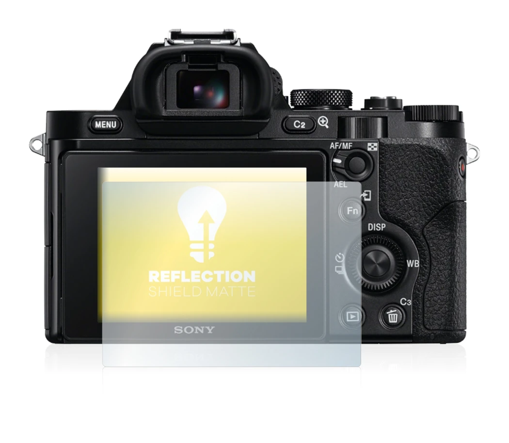 Abbildung des Geräts Sony Alpha 7S mit einer Vielzahl des Displayschutzes.
