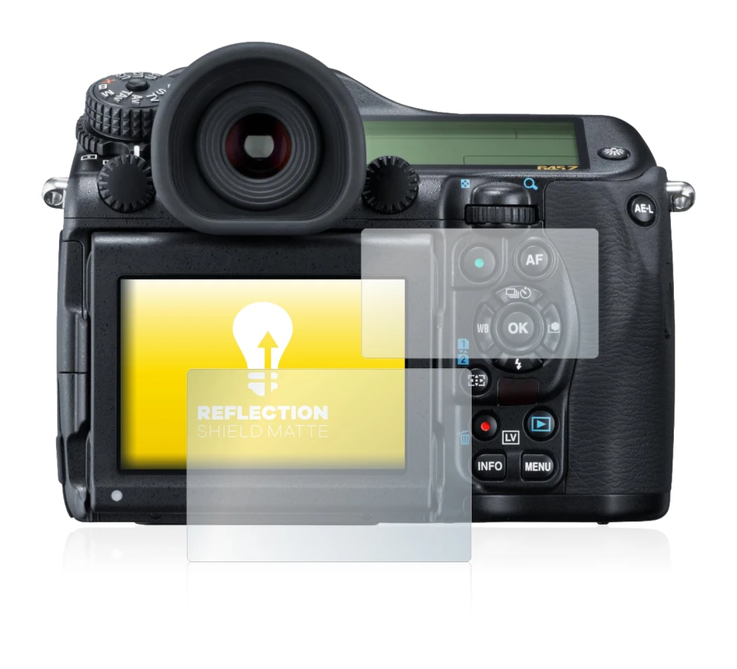 Abbildung des Geräts Pentax 645Z mit einer Vielzahl des Displayschutzes.