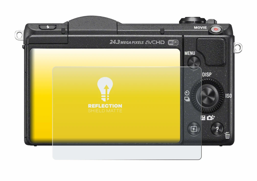 Abbildung des Geräts Sony Alpha 5100 (DSLR-A5100) mit einer Vielzahl des Displayschutzes.