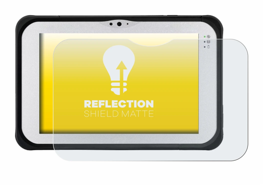 Abbildung des Geräts Panasonic Toughpad FZ-M1 mit einer Vielzahl des Displayschutzes.