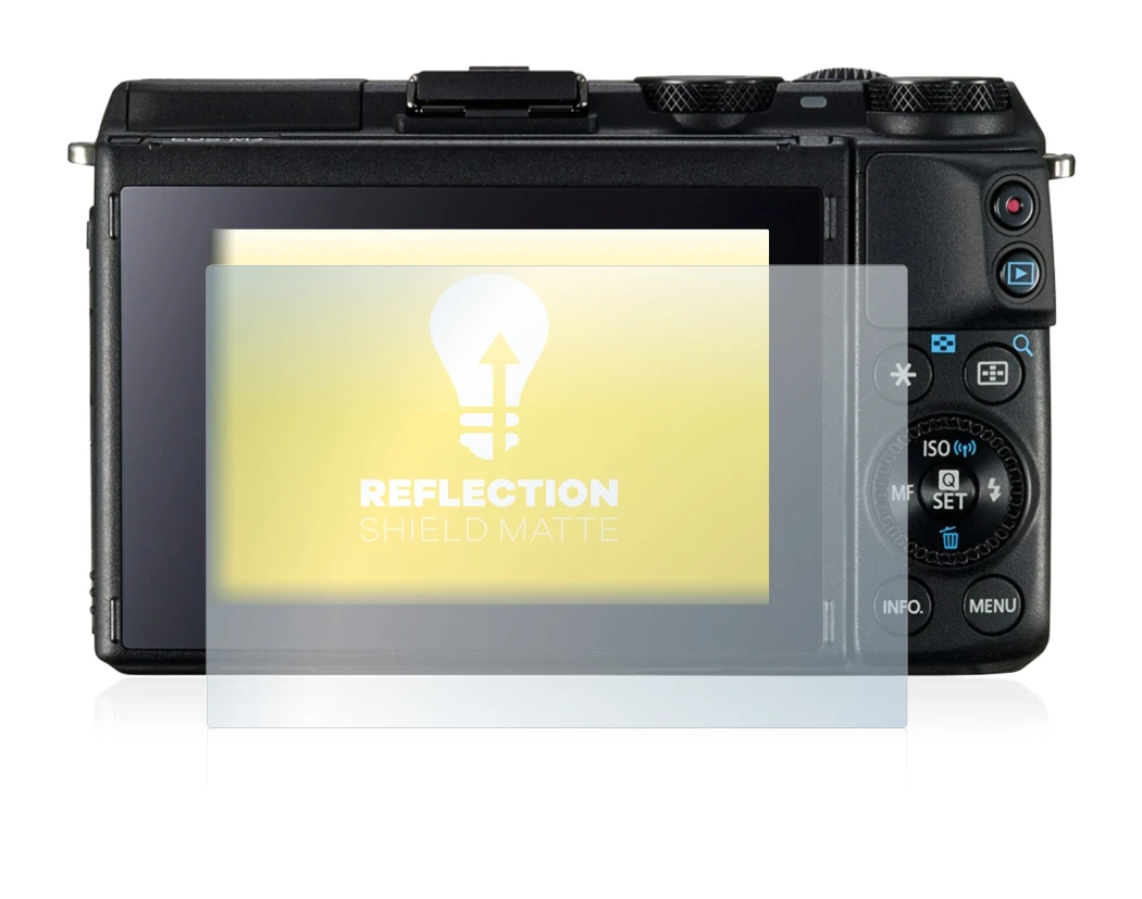 Abbildung des Geräts Canon EOS M3 mit einer Vielzahl des Displayschutzes.