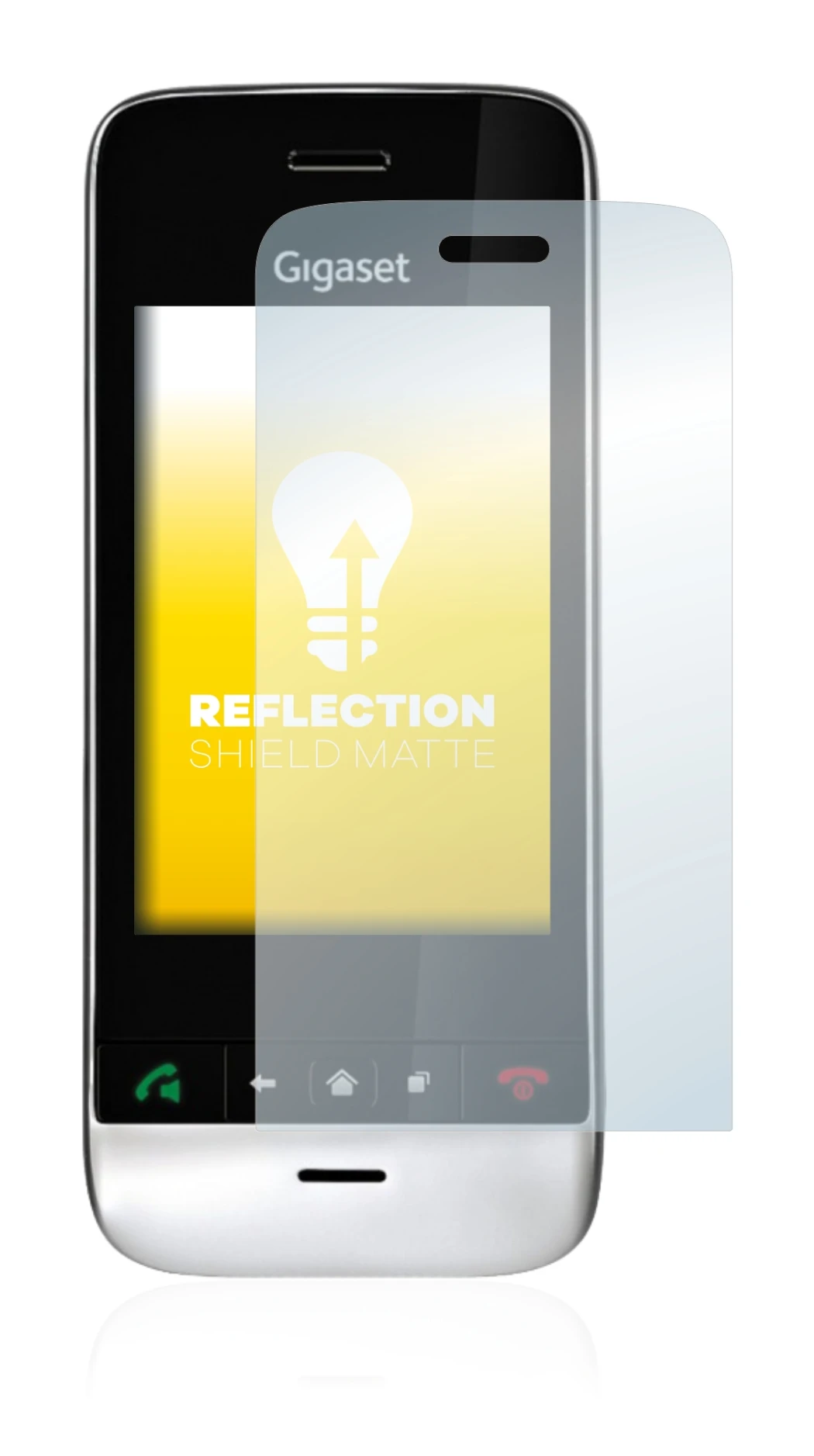 Abbildung des Geräts Gigaset SL910 (längliche Aussparung) mit einer Vielzahl des Displayschutzes.