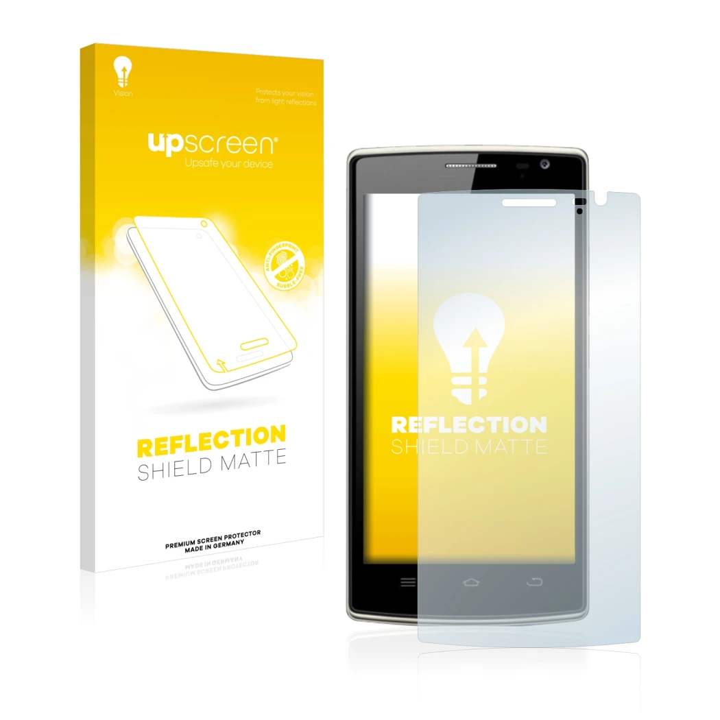 Vorderseite einer Produktverpackung mit dem Markenlogo upscreen. Daneben ist das Gerät THL 5000T mit dem zugehörigen Displaysc