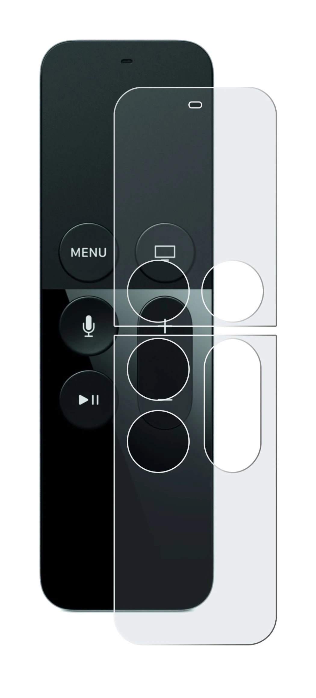Abbildung des Geräts Apple Remote Control Apple TV 4 mit einer Vielzahl des Displayschutzes.