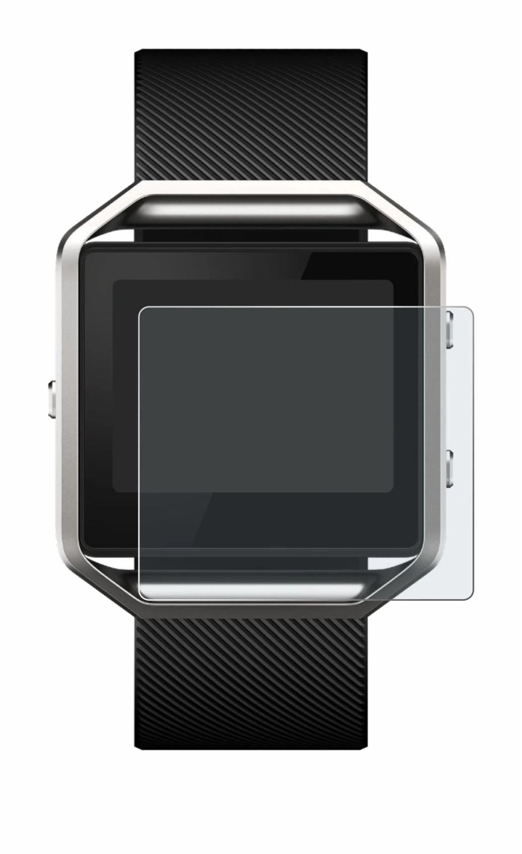Abbildung des Geräts Fitbit Blaze mit einer Vielzahl des Displayschutzes.