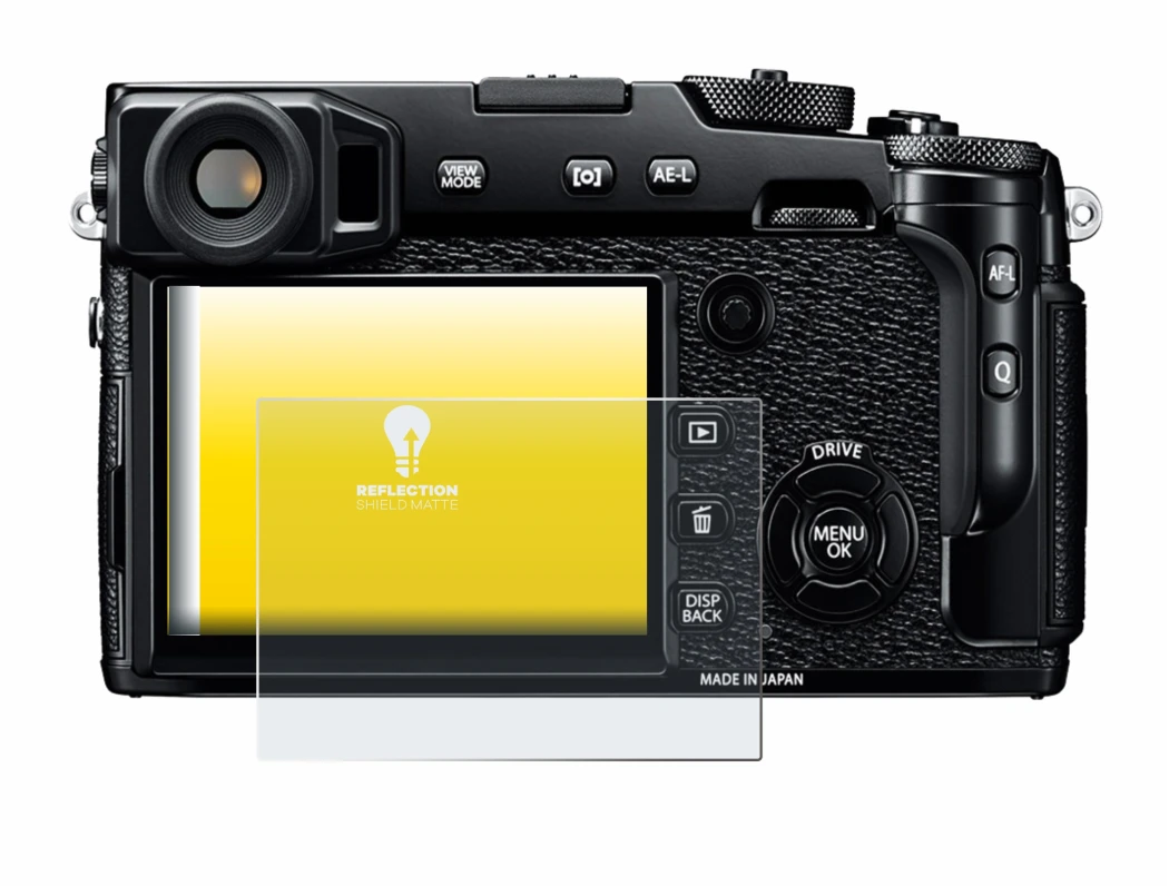 Abbildung des Geräts Fujifilm X-Pro2 mit einer Vielzahl des Displayschutzes.