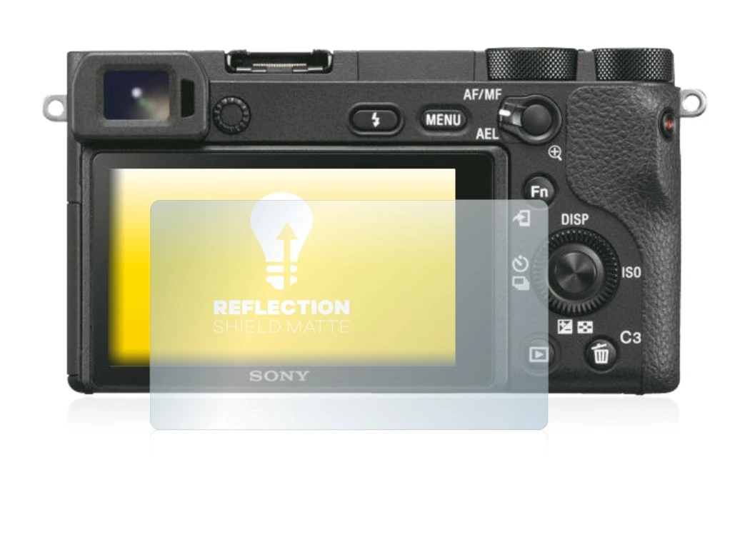 Abbildung des Geräts Sony Alpha 6500 mit einer Vielzahl des Displayschutzes.