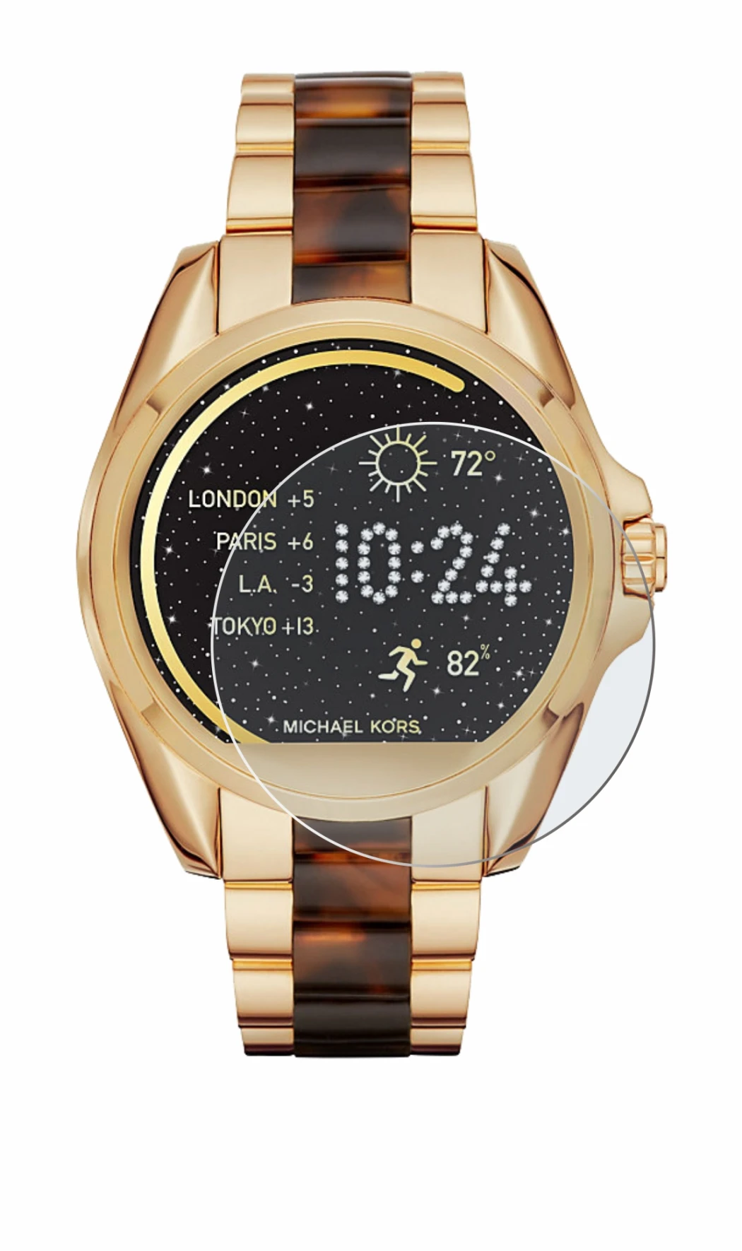 Abbildung des Geräts Michael Kors Access Bradshaw mit einer Vielzahl des Displayschutzes.