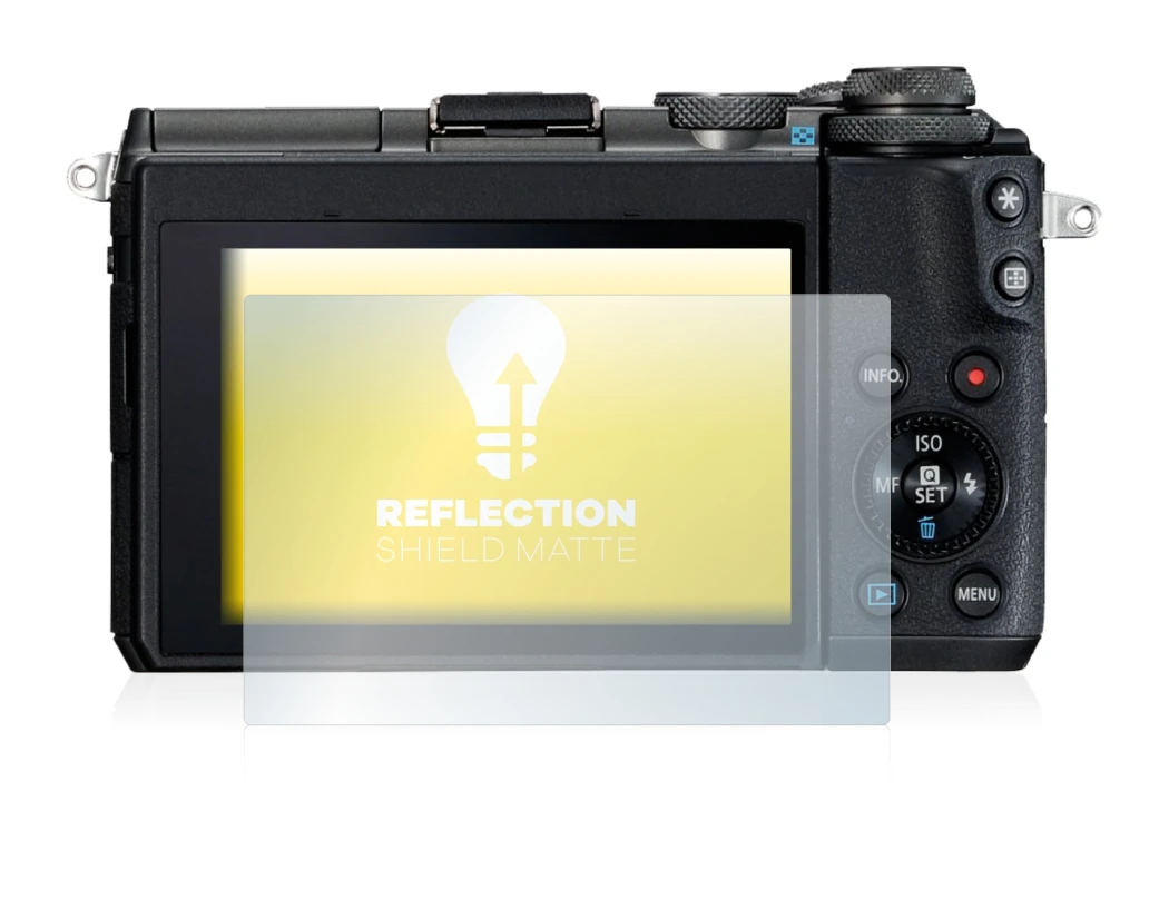 Abbildung des Geräts Canon EOS M6 mit einer Vielzahl des Displayschutzes.