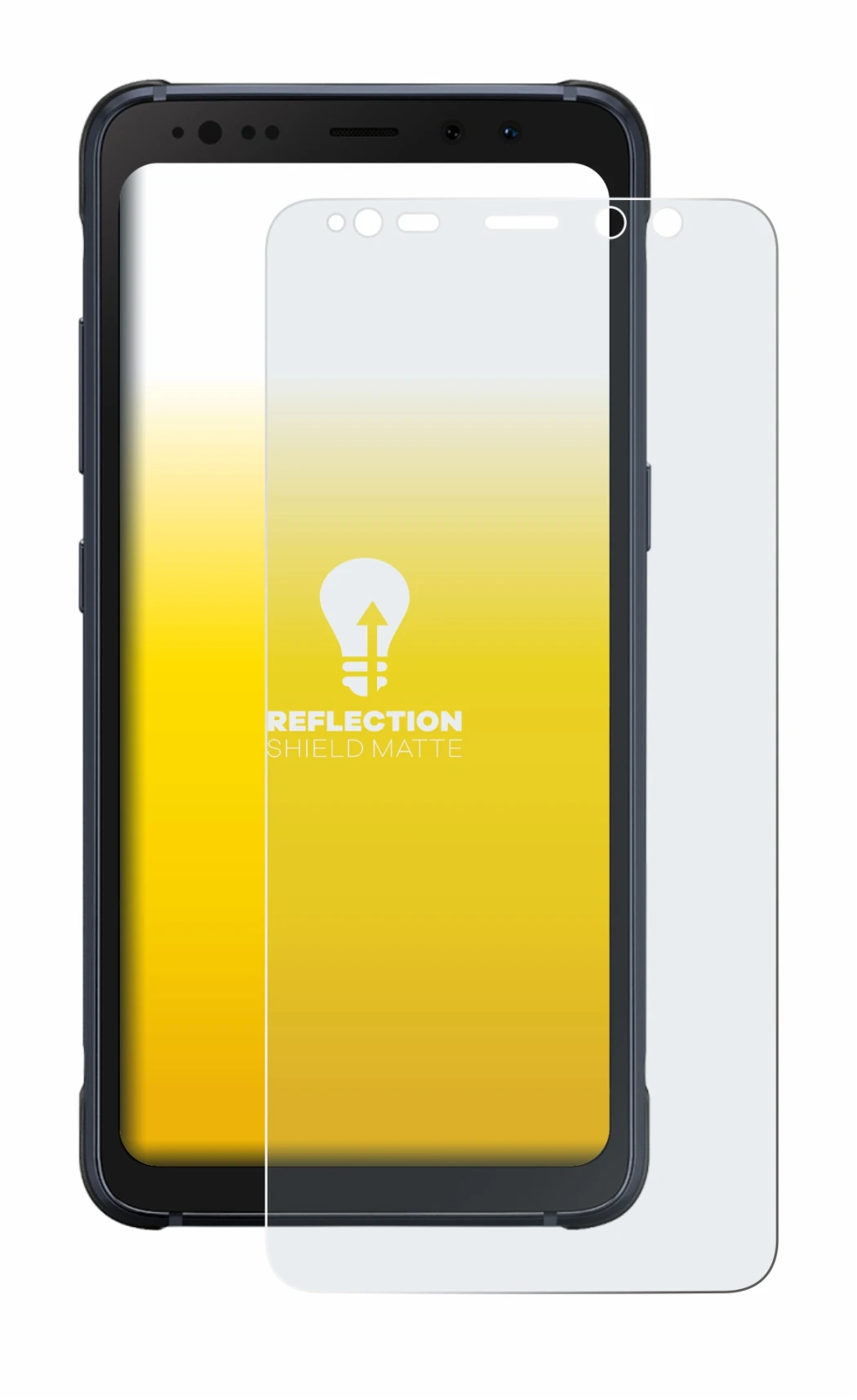 Abbildung des Geräts Samsung Galaxy S8 Active mit einer Vielzahl des Displayschutzes.