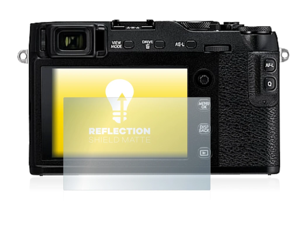 Abbildung des Geräts Fujifilm X-E3 mit einer Vielzahl des Displayschutzes.