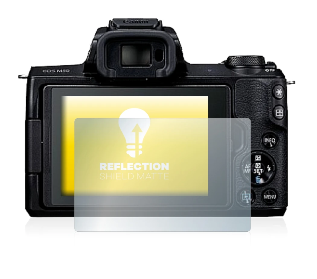 Abbildung des Geräts Canon EOS M50 mit einer Vielzahl des Displayschutzes.