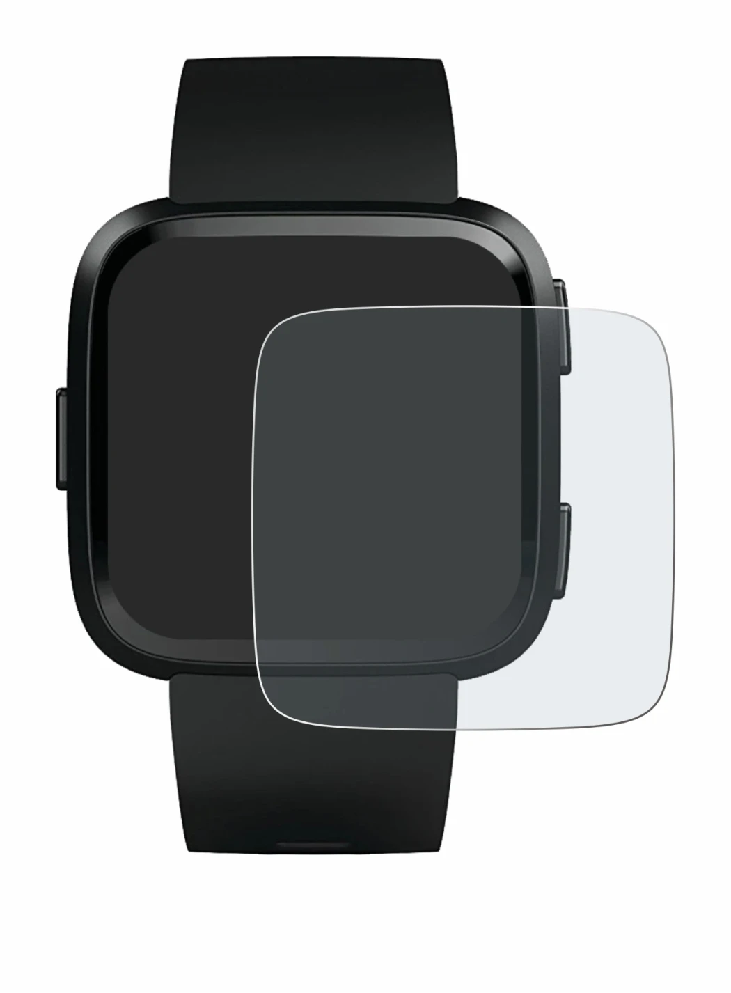 Abbildung des Geräts Fitbit Versa mit einer Vielzahl des Displayschutzes.