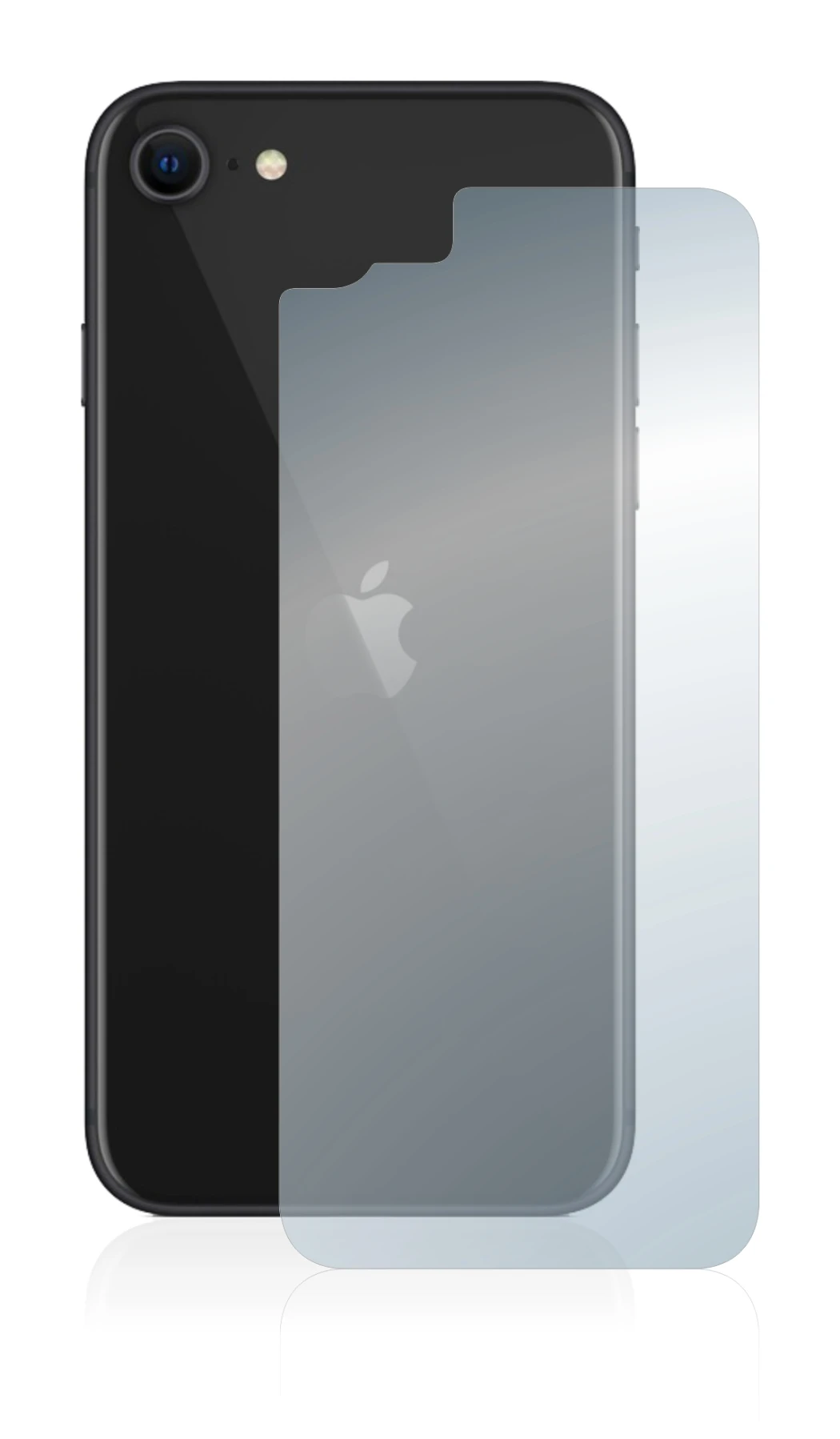 Abbildung des Geräts Apple iPhone SE 2 2020 (Rückseite) mit einer Vielzahl des Displayschutzes.
