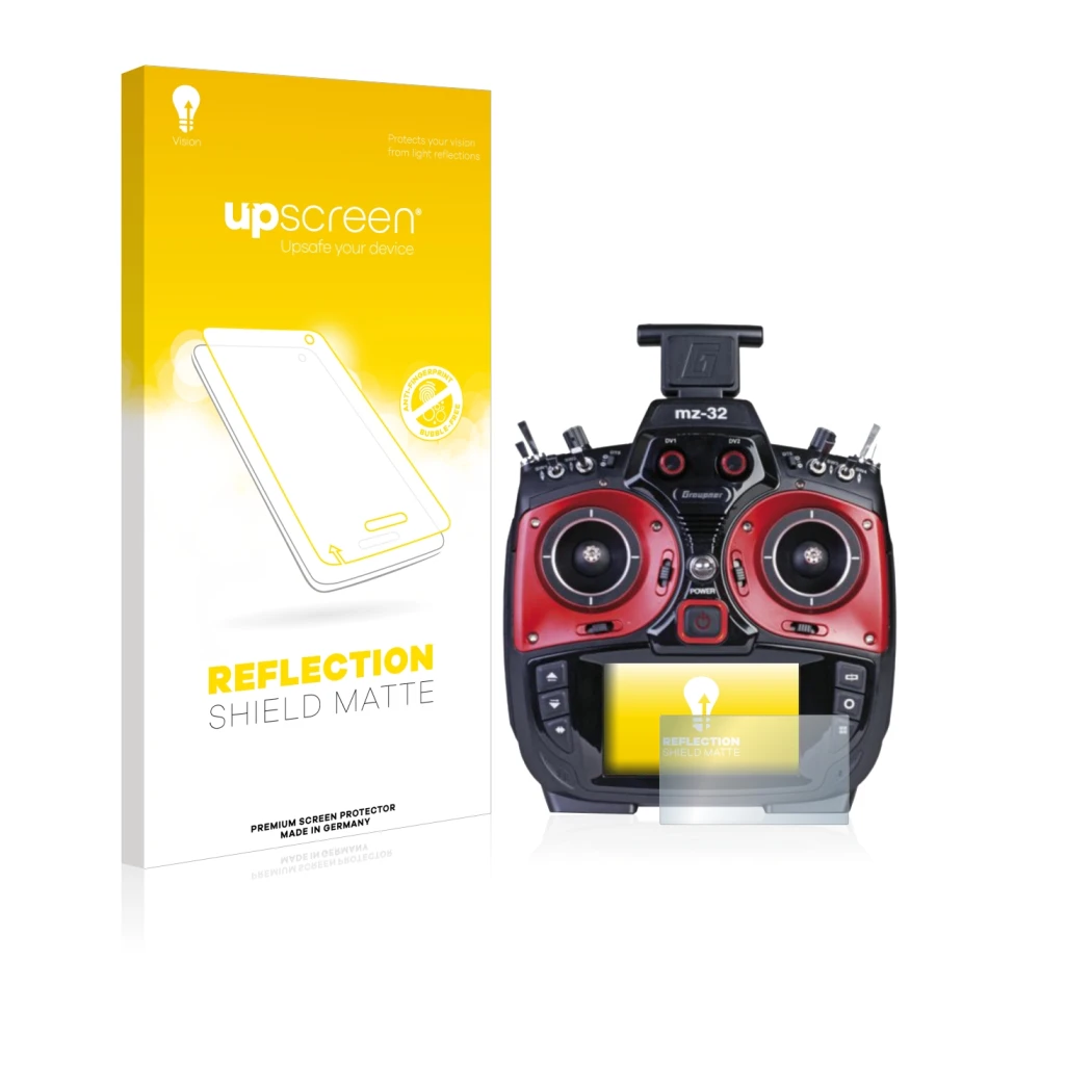 Vorderseite einer Produktverpackung mit dem Markenlogo upscreen. Daneben ist das Gerät Graupner MZ-32 (3.Gen) mit dem zugehöri