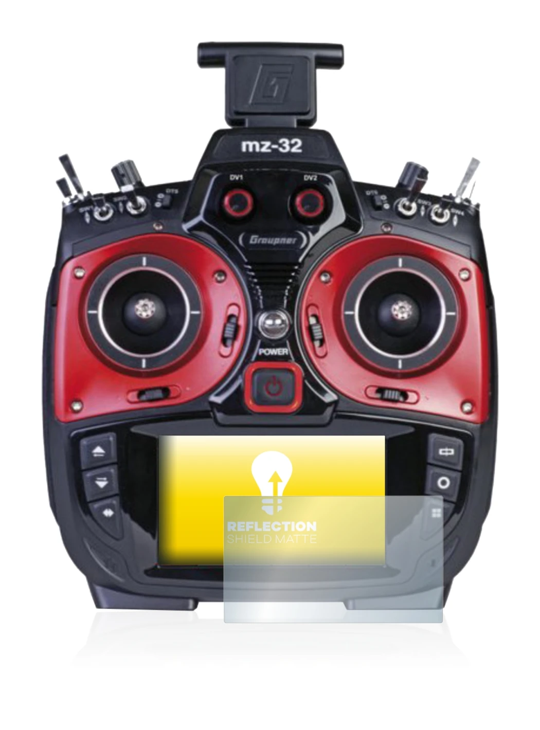 Abbildung des Geräts Graupner MZ-32 (3.Gen) mit einer Vielzahl des Displayschutzes.