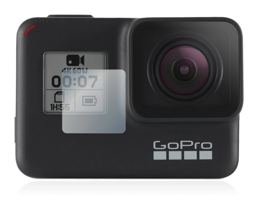 Abbildung des Geräts GoPro Hero 7 Black (Vorderes Display) mit einer Vielzahl des Displayschutzes.
