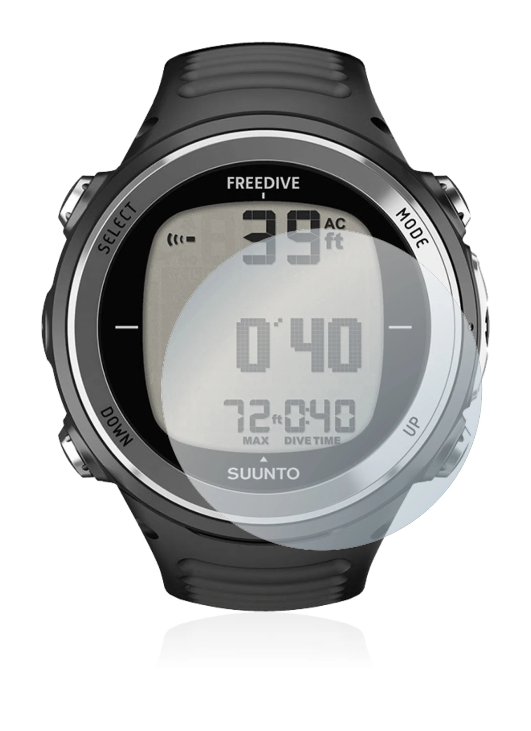 Abbildung des Geräts Suunto D4F mit einer Vielzahl des Displayschutzes.