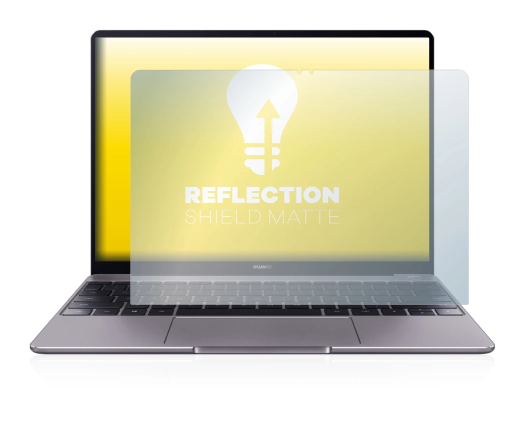 Abbildung des Geräts Huawei MateBook 13 2019 mit einer Vielzahl des Displayschutzes.